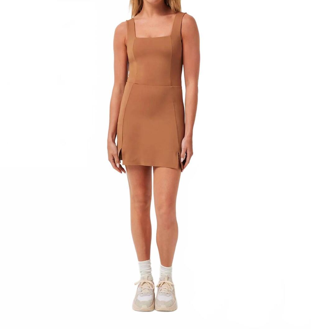 NEW TRAVISMATHEW moveknit sleeveless dress in heather chestnut